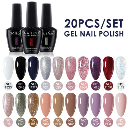 NAILCO 15ml 30/20/10pcs/Set UV Gel Nail Polish Semi Permanent Esmalte Vernis LED Gel Varnish Soak Off Nail Art All For Manicure