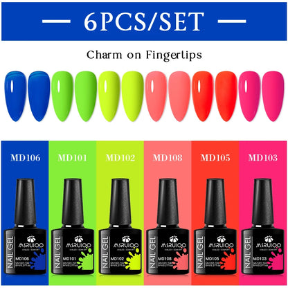 MSRUIOO 6Pcs/Set Colorful Gel Nail Polish Nail Supplies Semi Permanent Soak Off Nail Art Gel Varnish Manicure For Nails