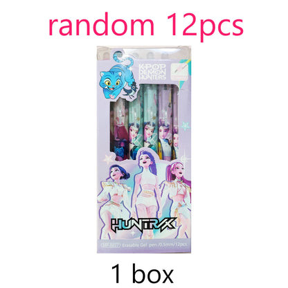 Cute High-Value Press Erasable Gel Pens, Kpop Girls Design 0.5mm, Creative Student School Stationery Supplies Gift