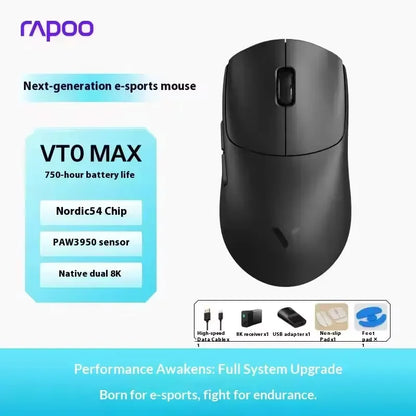 Rapoo VT0 MAX Wireless Gaming Mouse PAW3950 PAW3398 Nordic54L15 Chip Dual 8KHz 45000DPI Ergonomic FPS Gaming Mouse for PC Gamer