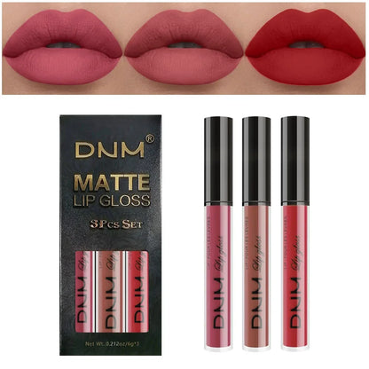 3pcs/set Liquid Lipsticks Waterproof Long Lasting Cosmetic Red Blue Purple Matte Lip Gloss Nude Lip Tint Stain Makeup