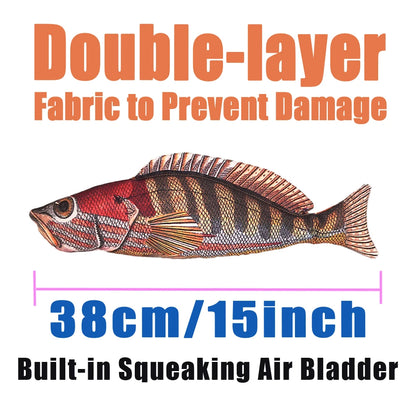 Pet Chew-Resistant Plush Interactive Toy with Sound, Cartoon Fish Shape, Suitable for Large, Medium, and Small Pets Like Cats and Dogs, Double-Layer Fabric, Built-In Airbag