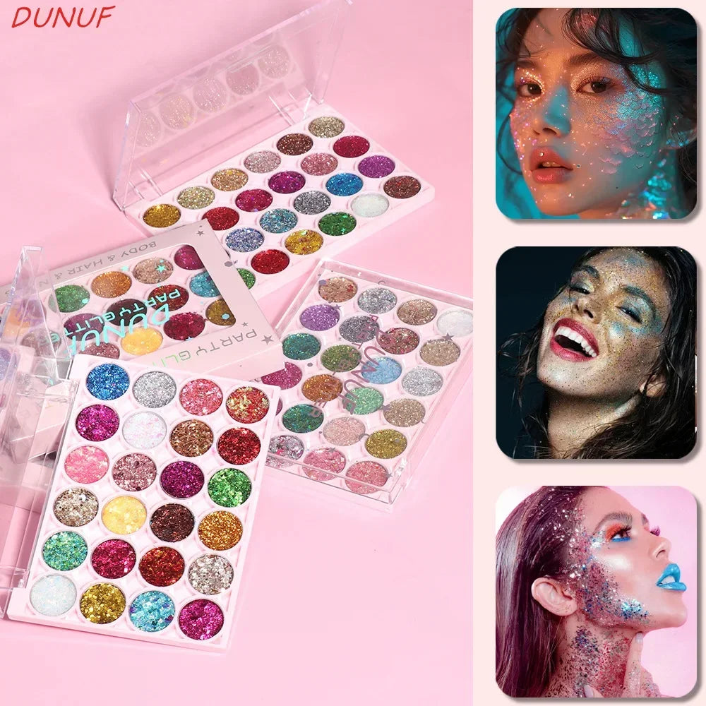 24Colors Body Face Glitter Gel Palette Waterproof Eye Hair Loose Sequins Eyeshadow Multifunctional Party Deco Makeup Cosmetics