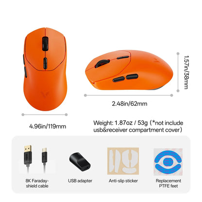 Rapoo VT1 MAX GEN-2 Wireless Gaming Mouse True 8K Wireless Polling Rate 53g Ultra Lightweight Up to 750Hr Battery Life
