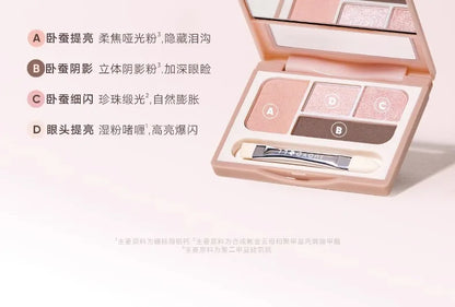Judydoll 4 Colors Eyeshadow Palette Blush Eyeliner Eye Shadow Highlight Contour Palette Silkworm Plate Face Brighten Makeup