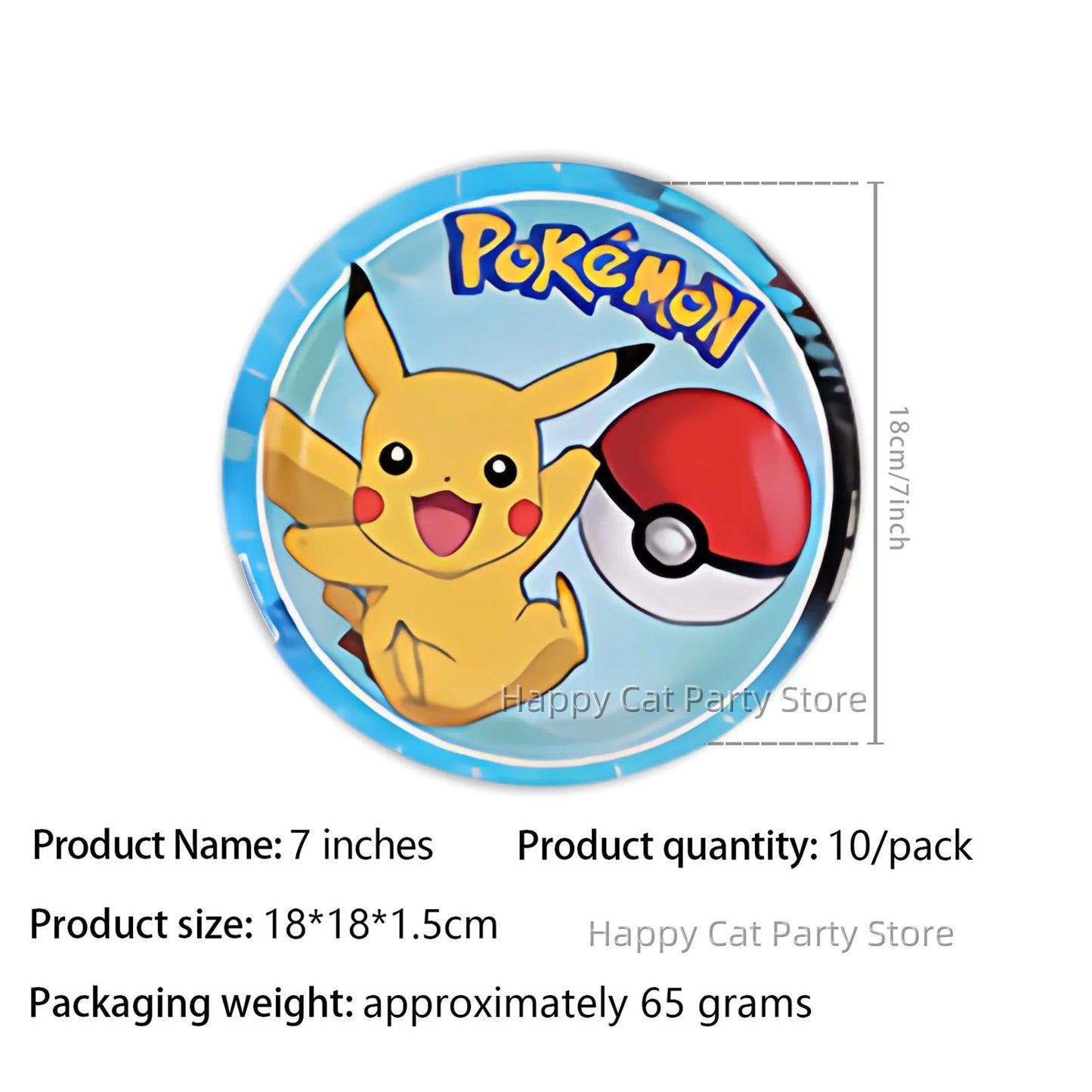 7/9 inch Pokemon Party Plate Birthday Decor Pikachu Poke Ball Disposable Paper Plate Baby Shower Kids Favor Gift Party Supplies