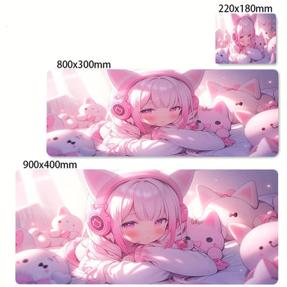 Anime Girl Mouse Pad Kawaii Pink Mousepad Gaming Speed Keyboard Pads Large Gamer Mouse Mat Rubber Desk Mat HD Print Cute Carpet