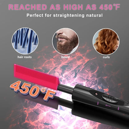 Dual Voltage Hot Comb, 450°F Ceramic Hot Comb for Wigs, Fast Heating Electric Pressing Comb for Natural Black Hair