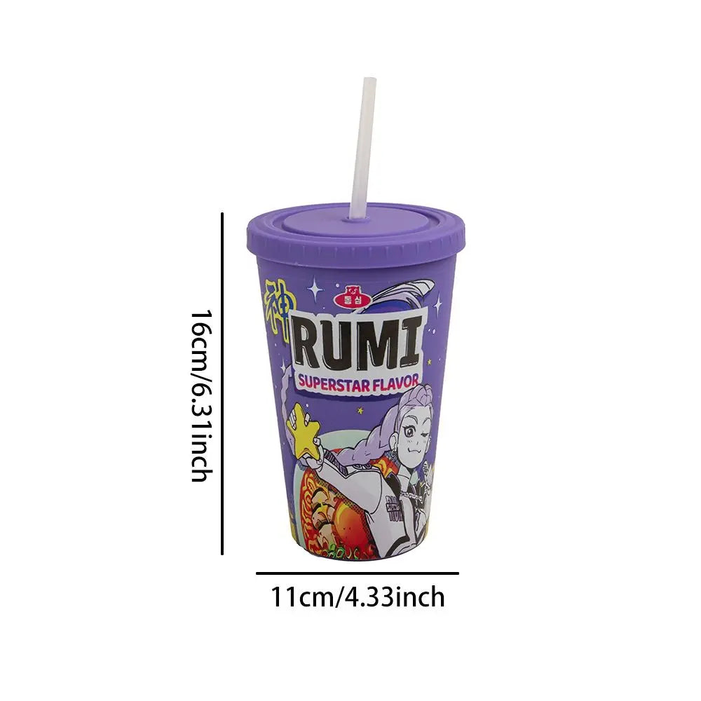 1PC Kpop Demon Hunters Officially Licensed PVC Straw Cup Large Capacity Stylish Leak-Proof Drinkware Birthday Chrismas Gift
