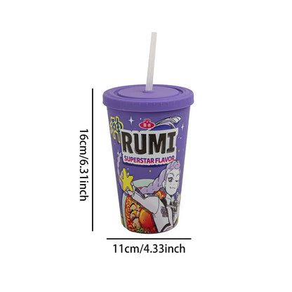 1PC Kpop Demon Hunters Officially Licensed PVC Straw Cup Large Capacity Stylish Leak-Proof Drinkware Birthday Chrismas Gift