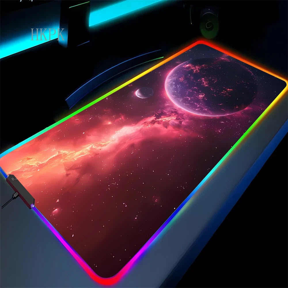 RGB Galaxy Milky Way Mouse Pad XXL 90X40 Carpet PC Gamer Computer Keyboard Desk Mat Anti-slip Mousepad Gaming Led Backlight Mats