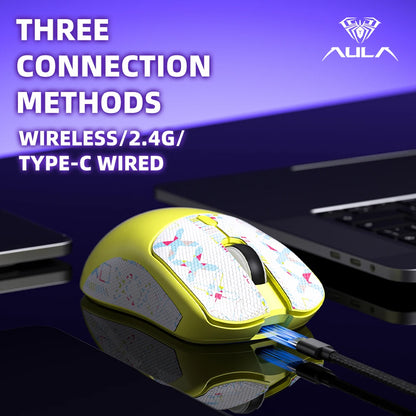 AULA Wireless Gaming Mouse Tri-mode 2.4G/Bluetooth Mouse Rechargeable Ergonomic 12000 DPI Mouse for PC Gaming Accessories SC580X