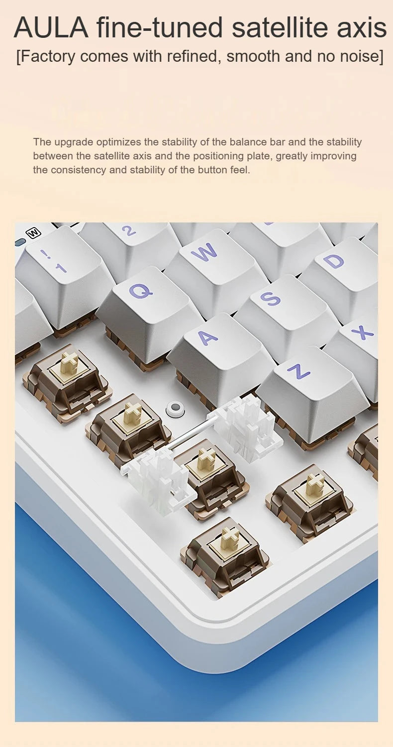 AULA F108 PRO/F108 Mechanical Keyboard Custom 100% Layout RGB Backlight Wireless Bluetooth Hifi Switch Gaming Keyboard