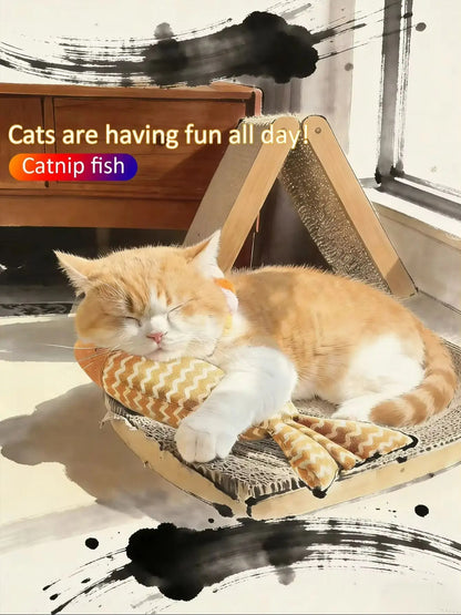 Burlap Cat Toy Cat Mint Fish Pet Chew Toy Cat Fun Interactive Soft Lifelike Fish Kitten Self-Happiness Training Toy Cat Supplies