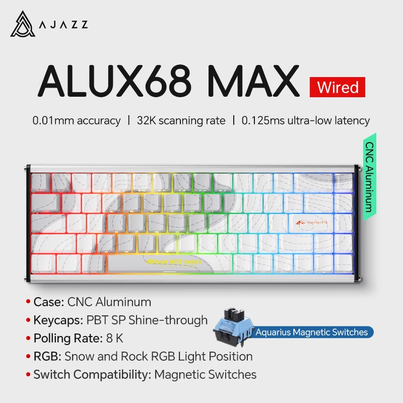 AJAZZ AK680 MAX/V2 Mechanical Keyboard HE Hall Effect Switch 60% 8k/1K RGB Wired/Wireless Gaming Rapid Trigger Magnetic Keyboard