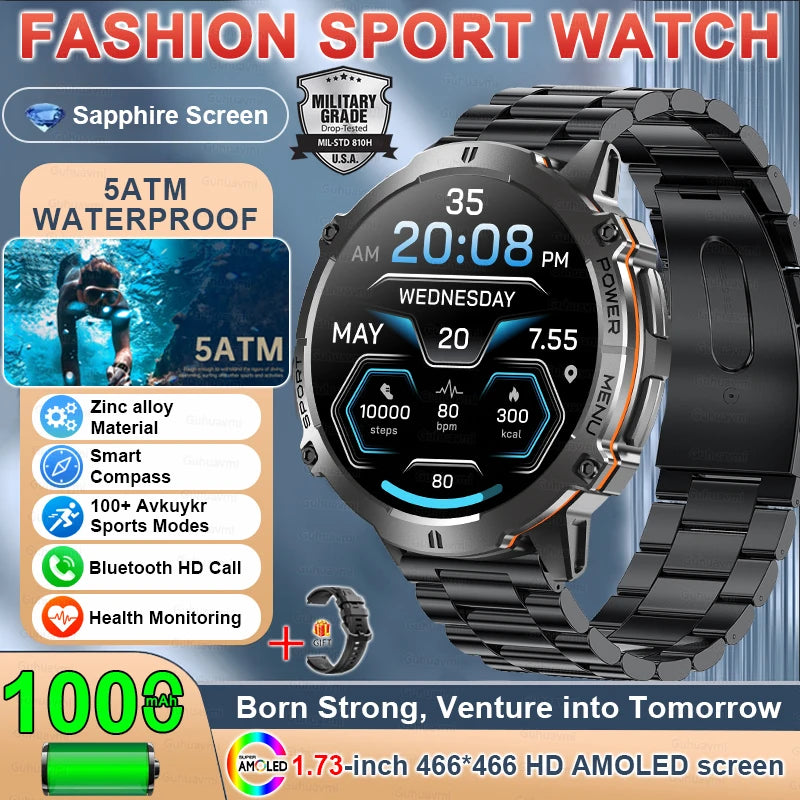 TANK X3 Smartwatch – GPS, BT Call, Compass & 5ATM Waterproof
