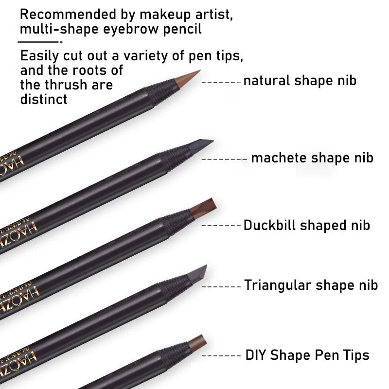 HAOZHUANG  Waterproof Long Lasting Eyebrow Pencils with Soft Brush Eyebrows Makeup Tool Permanent Makeup Tattoo Accessories