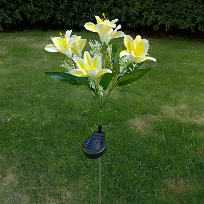 Auto Solar Lily Garden Lights (7 Heads) - Waterproof LED Outdoor Flower Decor for Yard, Pathway, Camping, Wedding | Ground Spike