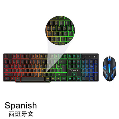 T-WOLF 4-in-1 Ultimate Gaming Combo: RGB Keyboard, Mouse, Headset & Pad