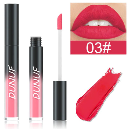 DUNUF 32 Color Matte Liquid Lipstick: Bold Pigment Non-Stick Lip Glaze