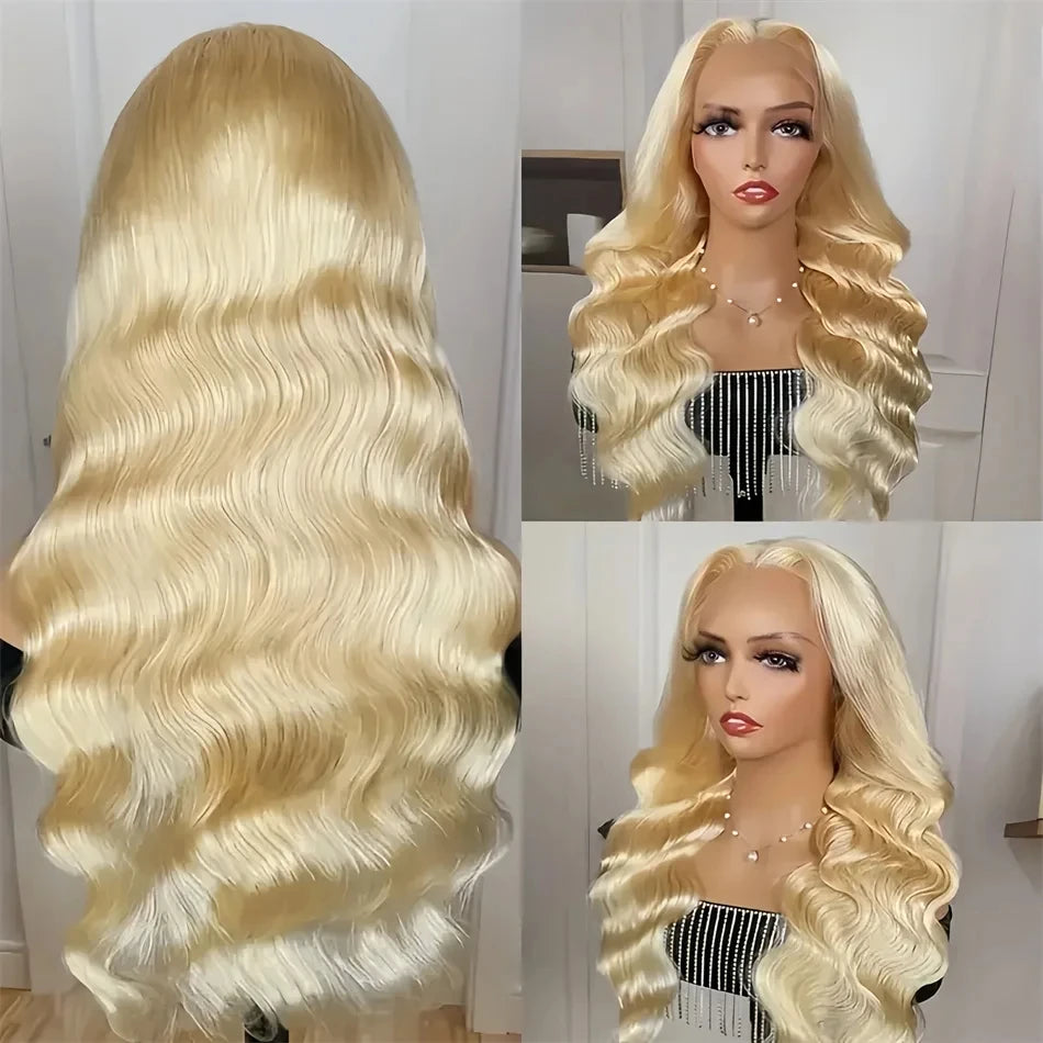 40Inch 613 13x6 Lace Front Wig Human Hair Body Wave Blonde Wig Human Hair 613 HD Transparent Blonde Lace Front Wigs Pre Plucked