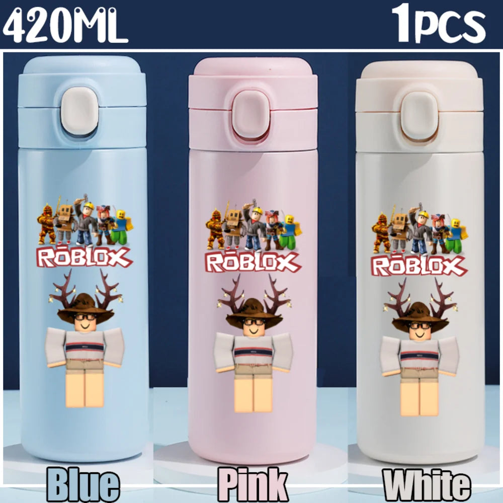 Roblox Anime Water Bottle DynaBlocks 304 Stainless Steel Thermos Cup 420ML Gourde Game Straight Drinking Cup Holiday Gifts