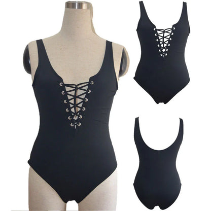 2025 Lace-up swimsuit Triangle bikini new one-piece swimsuit thong sexy tight beach bathing beach swimsuit