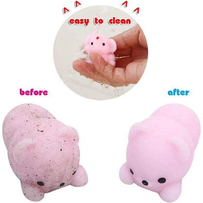 24PCS Mini Kawaii Squishies Mochi Stress Reliever Anxiety Toys Squishy Toy Party Favors for Kids Basket Fillers with Storage Box