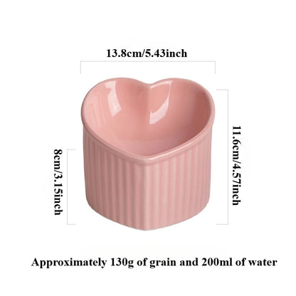Slanted Ceramic Cat Bowl with Stand - Anti-Tip Elevated Cat Food Dish for Neck Protection, Cute Pet Feeding Bowl dogs universal