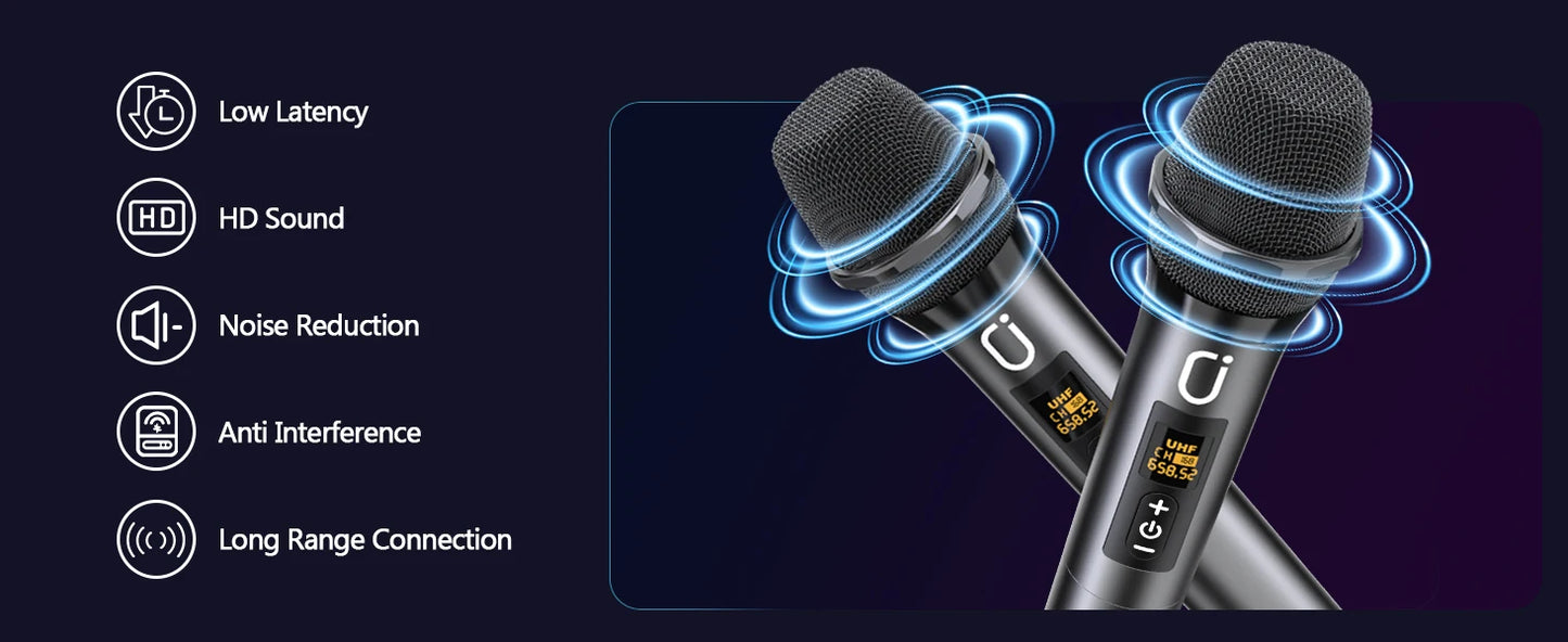 T27 Wireless Bluetooth Speaker, Karaoke Machine with 2 Microphone, Home Karaoke Party Speaker with Led Light