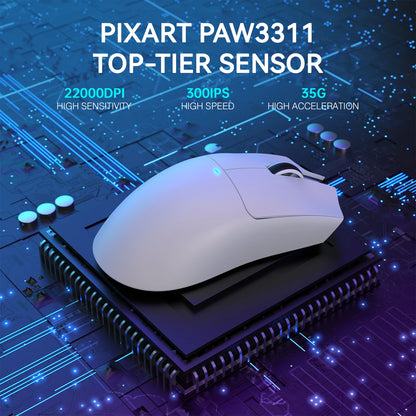 ATTACK SHARK X11 Lightweight Wireless Gaming Mouse with RGB Backlight Charging, Up to 22K DPI, PAW3311 Optical Sensor, HUYU Swit