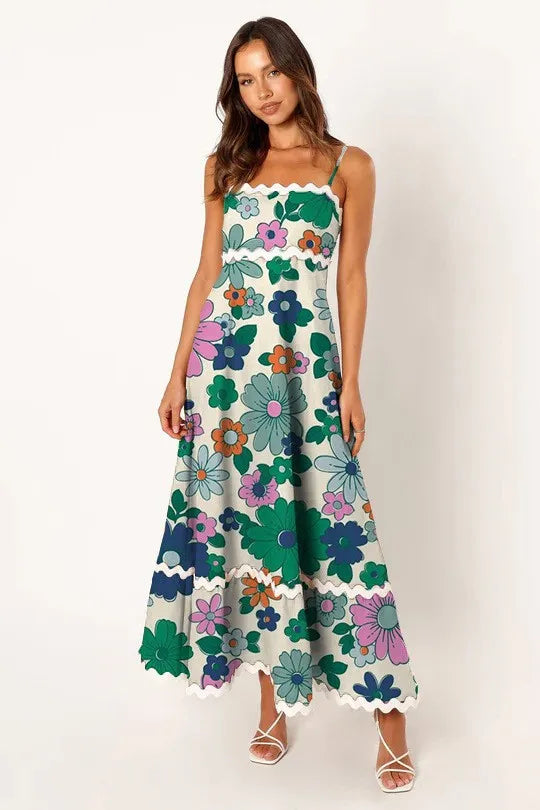 Sleeveless Scalloped Trim Midi Dress: Sexy Strapless Princess Silhouette Gown