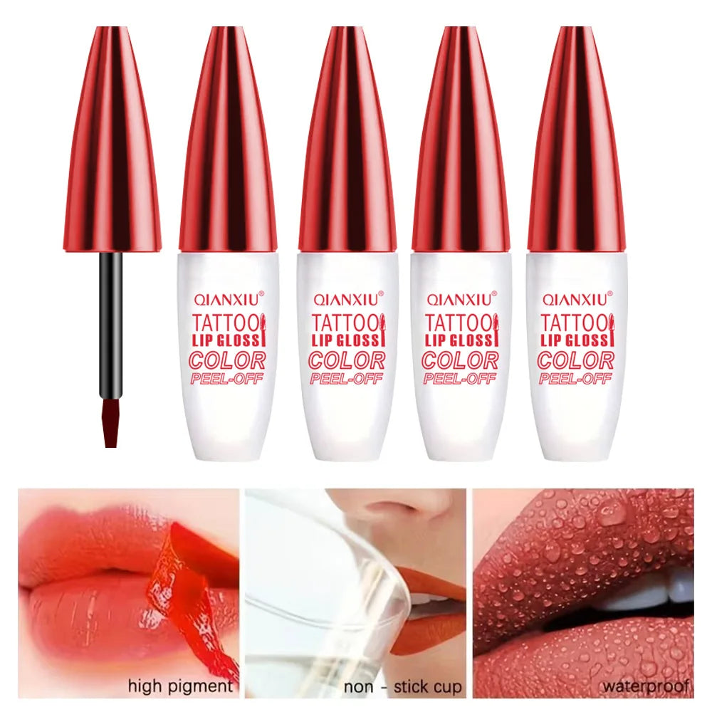 4-color Peel-off Lip Gloss, Water-resistant and Easy To Apply, Long-lasting and Does Not Stick To The Cup