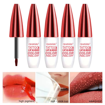 4-color Peel-off Lip Gloss, Water-resistant and Easy To Apply, Long-lasting and Does Not Stick To The Cup