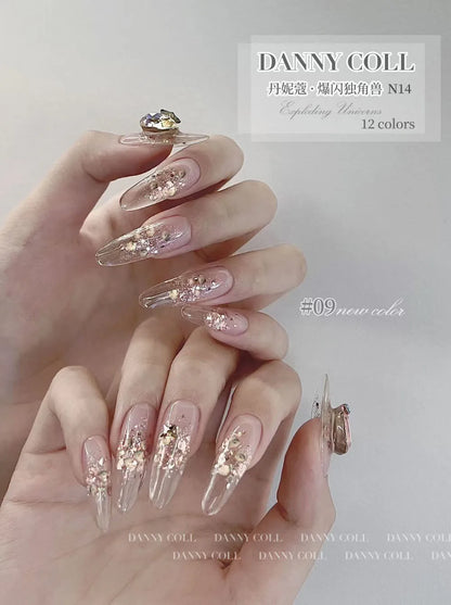 Starlight 12 Colors Sparkling Glitter Gel Nail Polish Set With Color Card 15ML Sequins Nail Gel Semi-Permanent UV LED Varnishes