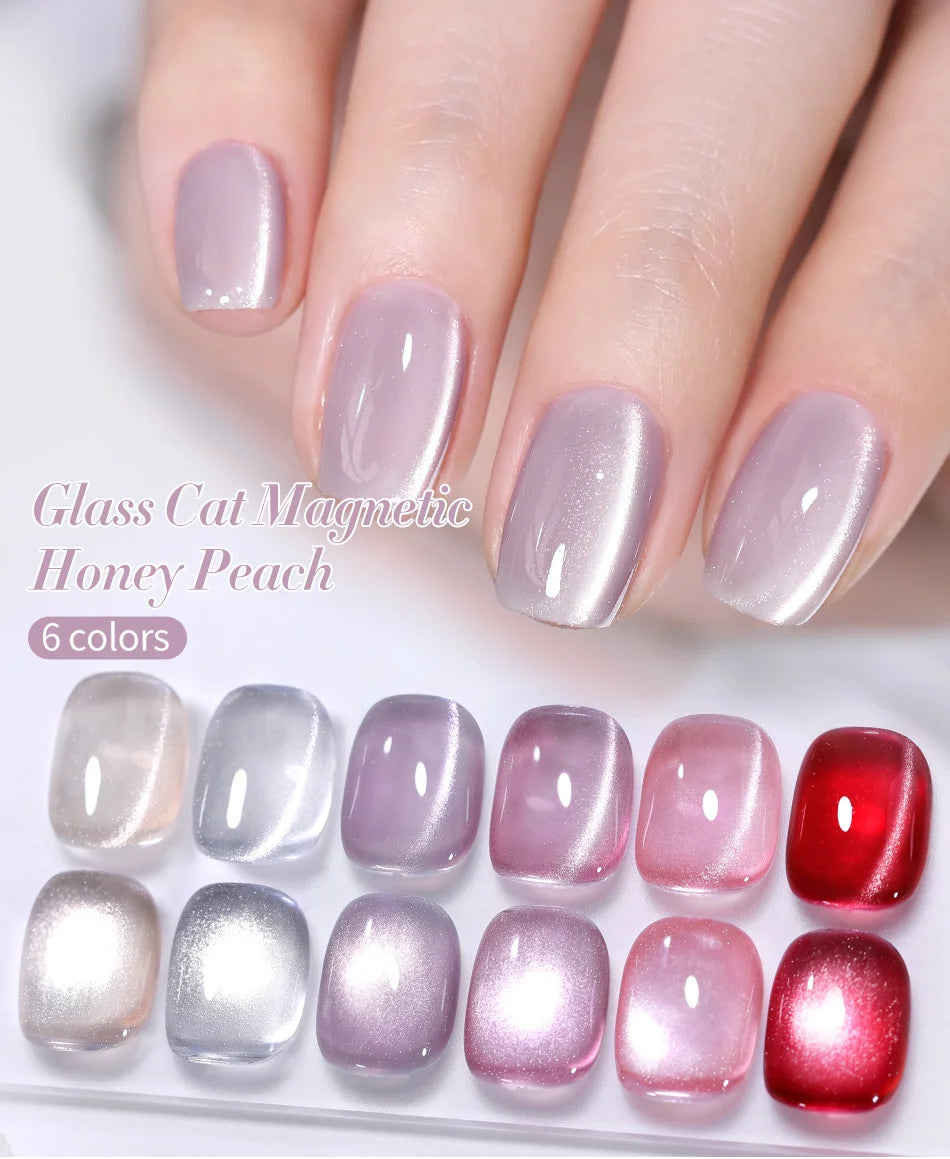 BORN PRETTY Sparkling Glass Bead Cat Magnetic Gel Nail Polish Flash White Spar Red Color Semi Permanent Soak Off UV Gel Varnish