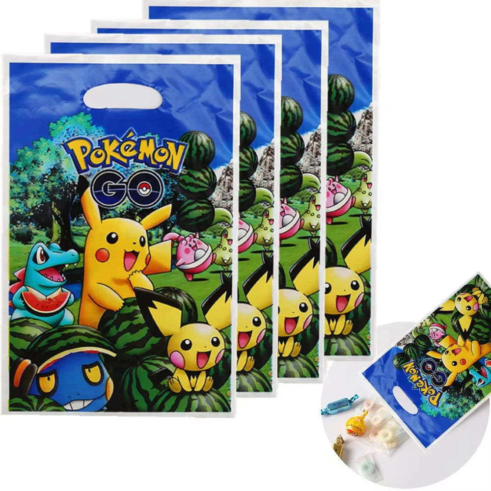 10/20/30pcs Pokemon Birthday theme Gift Bag Pokemon Figures Pikachu Candy Bag Packaging Giveaway Party Favors Children Gifts Sup
