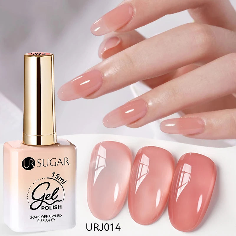UR SUGAR 15ml Jelly Milky White Translucent Color Gel Polish Semi Permanent UV Gel Nail Art Soak Off Gel Varnish Latest Fashion