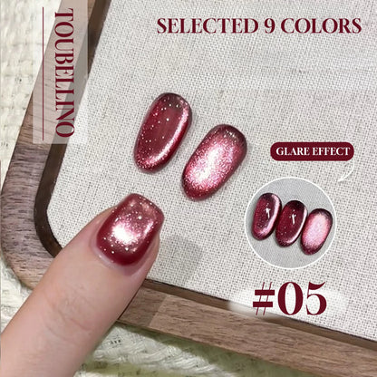 MIANEL 12ML Glass Bead Cat Eye Gel Nail Polish Flash White Spar Nude Color Magnetic Nail Polish White Nails Summer Nails 1-12pcs