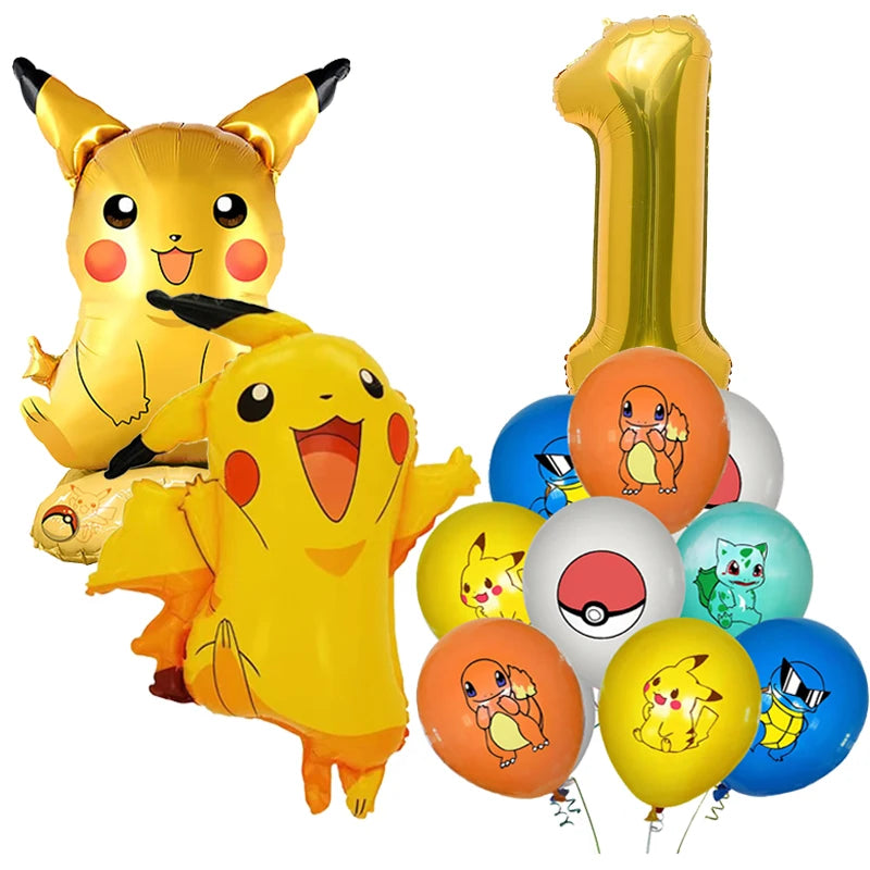 New pokemon birthday party pikachu decoration Balloon Disposable Tableware Tablecloth Straws Cup Plates Baby Shower Supplies Toy