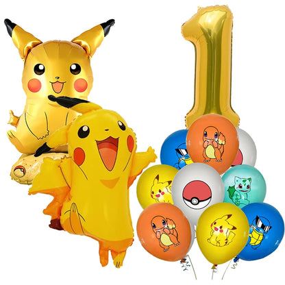 New pokemon birthday party pikachu decoration Balloon Disposable Tableware Tablecloth Straws Cup Plates Baby Shower Supplies Toy