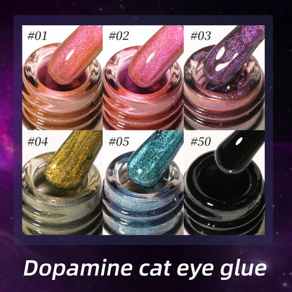 XEIJAYI 15ml 6pcs cat eye Gel Nail Polish set,Sparkling Translucent Effect for Salon, 5Colors cat Eye with Black color Quality