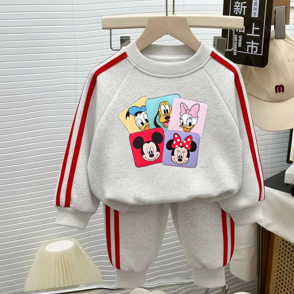 2026 Spring New Style Boys Casual Sweatshirts Set Girls O Neck Hoodies Long Pant Two Piece Children's Fashion Tracksuit Running