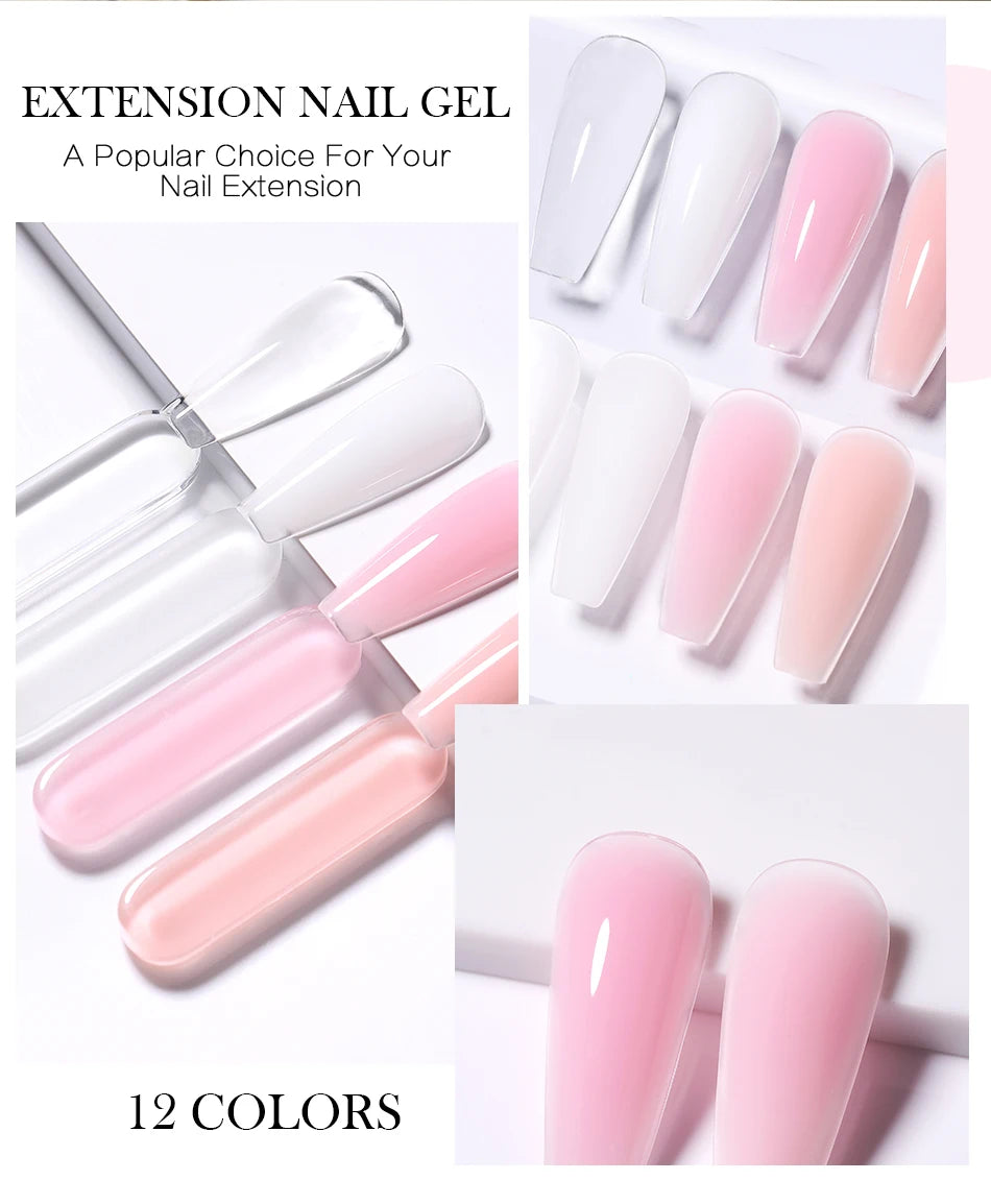 BORN PRETTY 30ml Milky White Hard Gel Jelly Nail Extension Gel Nail Polish Clear Acrylic Nail Color Soak Off UV Construction Gel