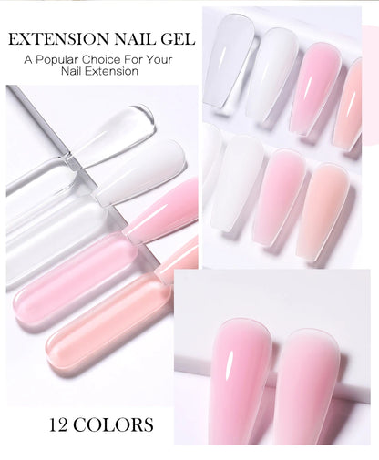 BORN PRETTY 30ml Milky White Hard Gel Jelly Nail Extension Gel Nail Polish Clear Acrylic Nail Color Soak Off UV Construction Gel