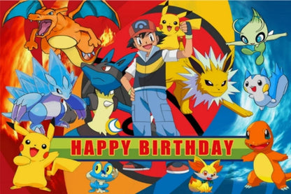 Pikachu Photography Backdrop For Kids Birthday Party Supplies Background Cake Table Decor Banner Room Decoration Poster