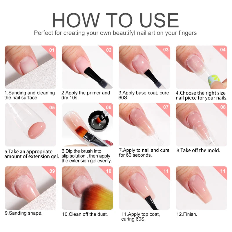 LIMEGIRL 15ml Nail Art Kit Poly Nail Gel Extending Set Cat Eye Extension Gel Nail Art Acrylic Gel Varnish Kit for Novice Beginne