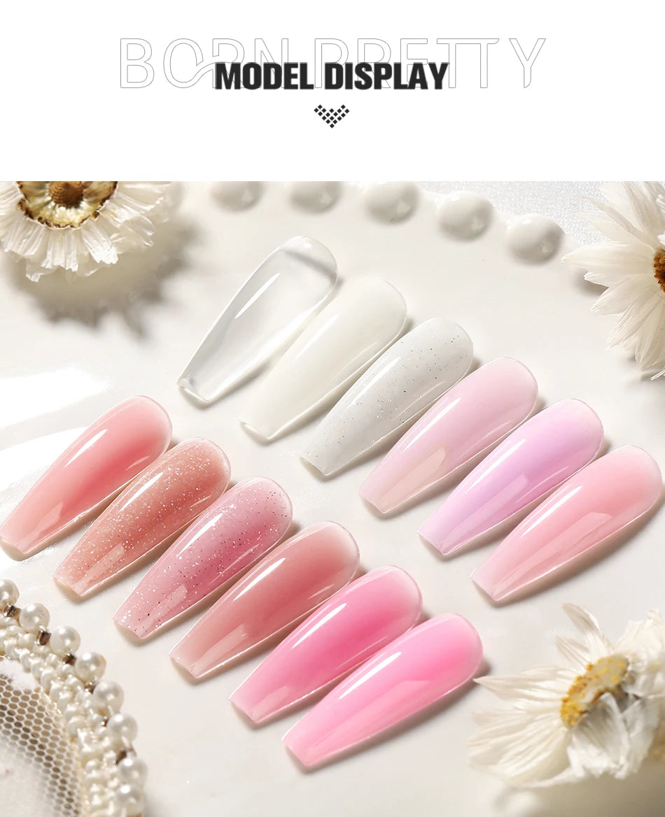 BORN PRETTY 30ml Milky White Hard Gel Jelly Nail Extension Gel Nail Polish Clear Acrylic Nail Color Soak Off UV Construction Gel