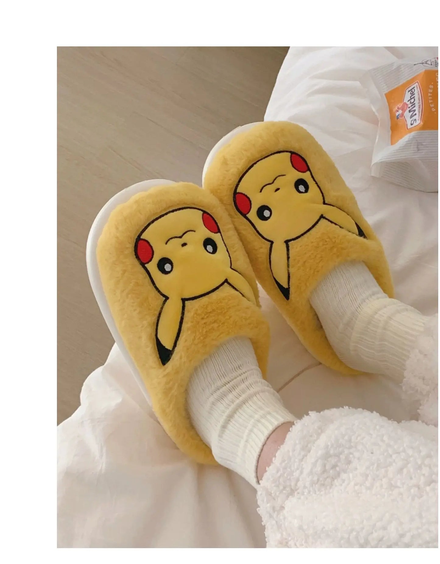 Pokemon Anime Couple Slippers Cute Pikachu Eevee Cartoon Cotton Home Shoes for Men And Women with Velvet Insulation Winter Gifts