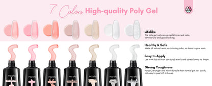 Saviland 7 Colors All In One Poly Gel Kit with UV Light Nail Drill Slip Solution for Nail Extension Home Salon DIY